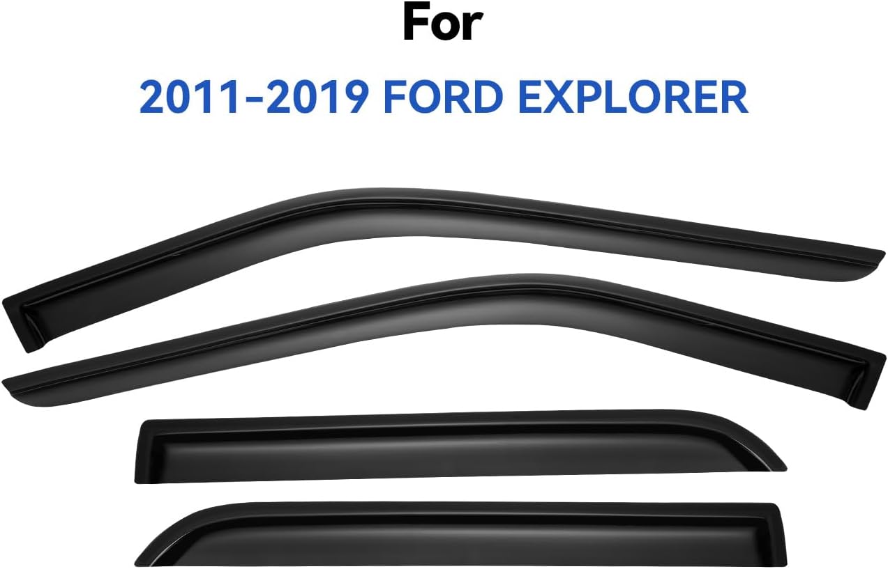 Window Visors Rain Guards Shield for 2011-2019 Ford Explorer, Out-Channel Window Vent Wind Deflectors Visors Shades for 11 12 13 14 15 16 17 18 19 Explorer