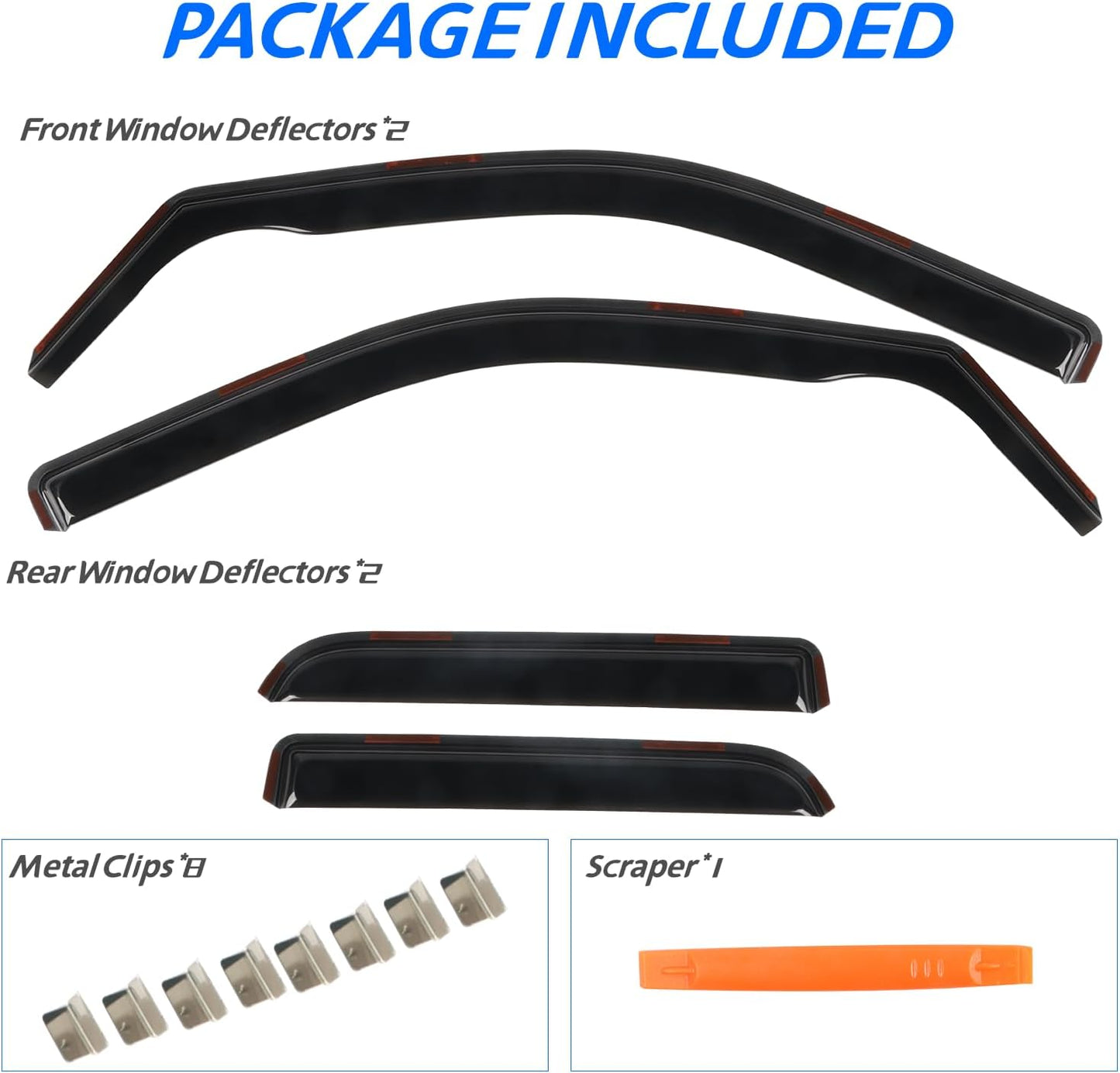 4 PCS in Channel Rain Guards for 2009-2018 Dodge Ram 1500 Quad Cab, Smoke Tinted Vent Window Visors, Side Window Deflectors Vent Shade Shield, 2010 2011 2012 2013 2014 2015 2016 2017