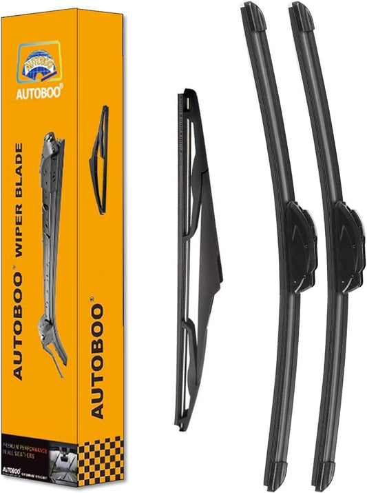 AUTOBOO 15"+15" Windshield Wipers with 13 Inch Rear Wiper Blade Replacement for Jeep wrangler JK 2008-2018,Jeep wrangler 2007-2017-Original Factory Quality (Pack of 3)