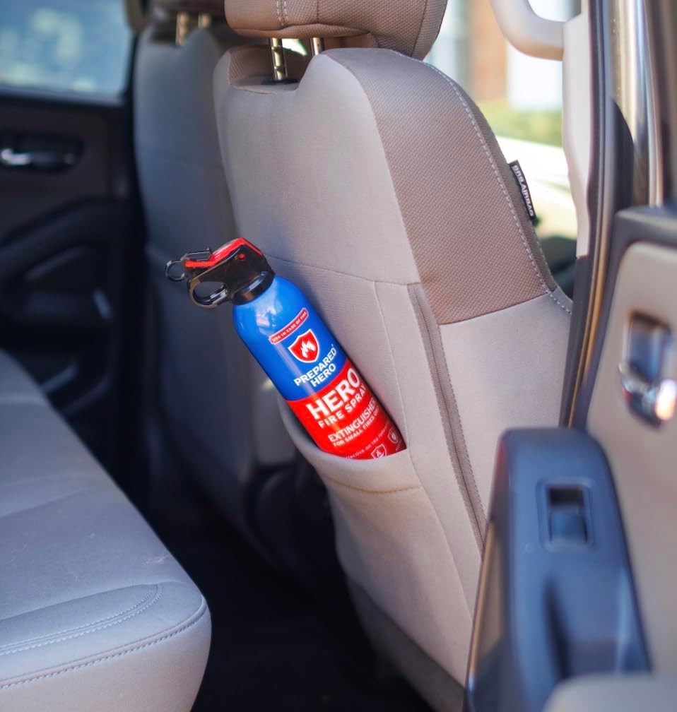 Prepared Hero Fire Spray - Mini Fire Extinguishers for House, Car, Garage - Kitchen Small Fire Extinguisher for Home, Made in USA, 100% Organic - Compact, Portable & Easy to Use, Non-Toxic - 4 Pack