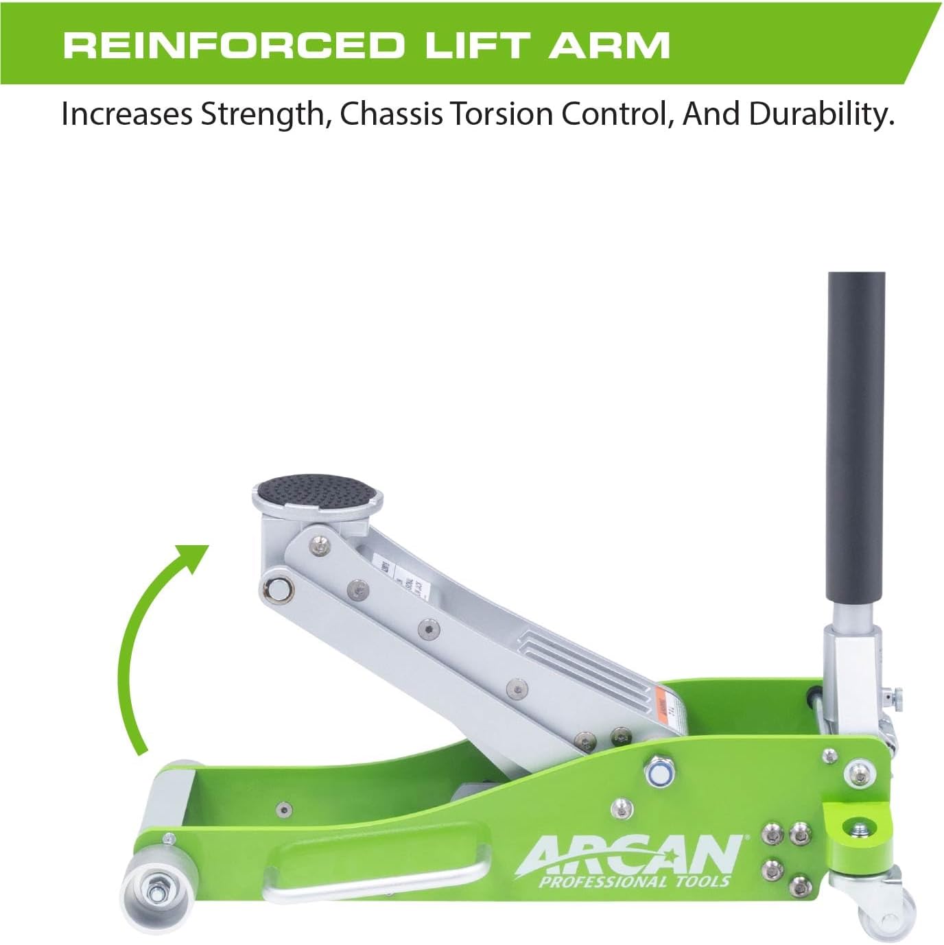 ARCAN Tools 3-Ton Quick Rise Aluminum Floor Jack with Dual Pump Pistons & Reinforced Lifting Arm (A20018_A20019)