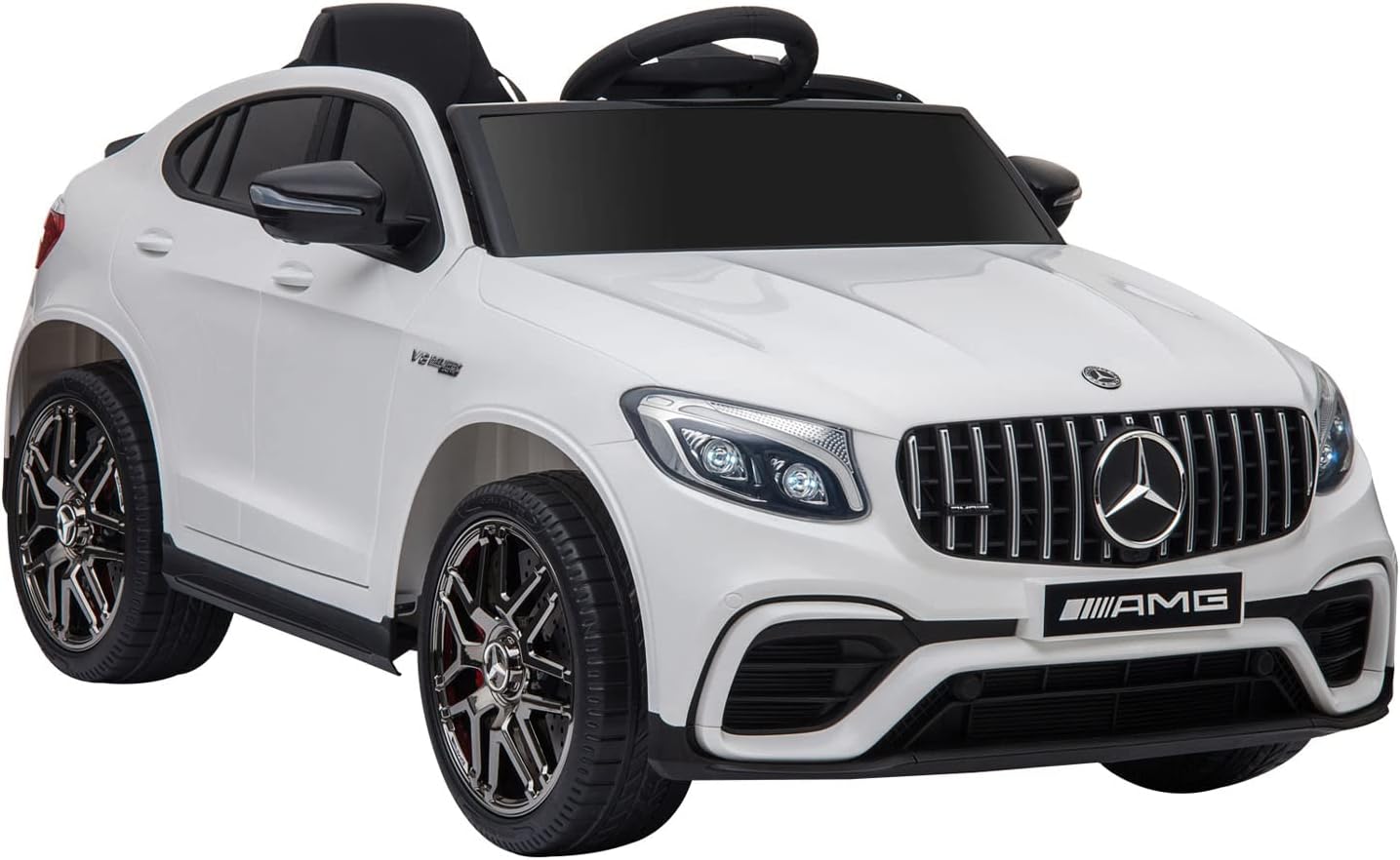 Aosom 12V Toddler Ride On Car with Remote Control, Mercedes Benz AMG GLC63S Coupe, Electric Car with 2 Speed, MP3 Player, Light, Horn, Songs, Suspension, White
