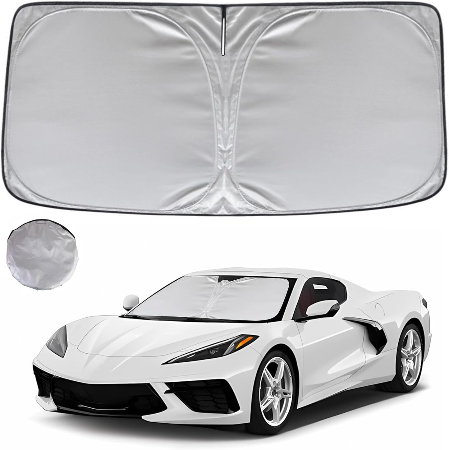 KAYZT Windshield Sun Shade for 2020-2025 Che-vrolet/Chevy Corvette Foldable Sunshade Front Window Custom Fit Car Accessories