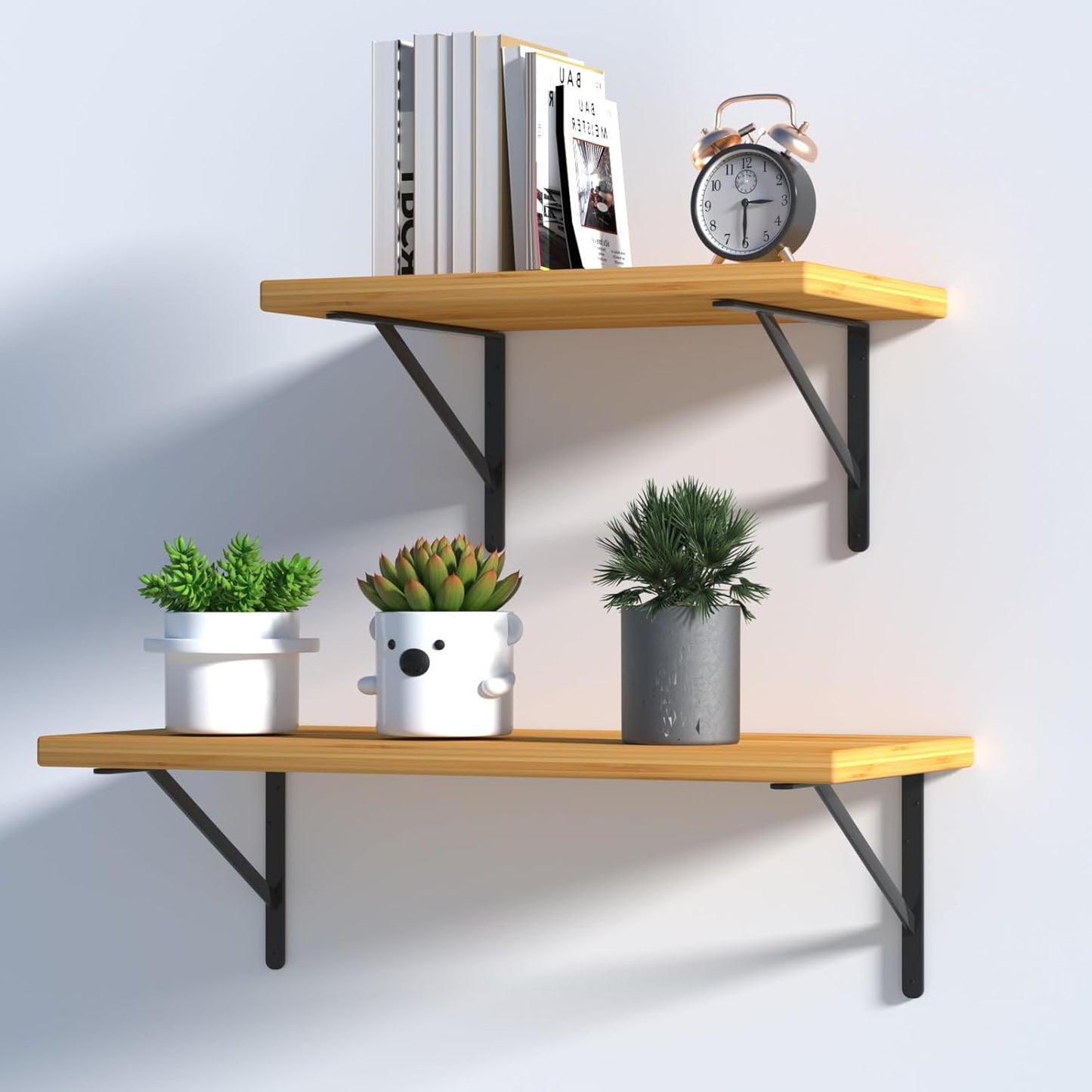 20 Pack L12 x H 8" Black Heavy Duty Shelf Brackets with Screws Metal Shelf Brackets Shelf Support Angle Brackets for Shelves L Brackets Heavy Duty Floating Shelf