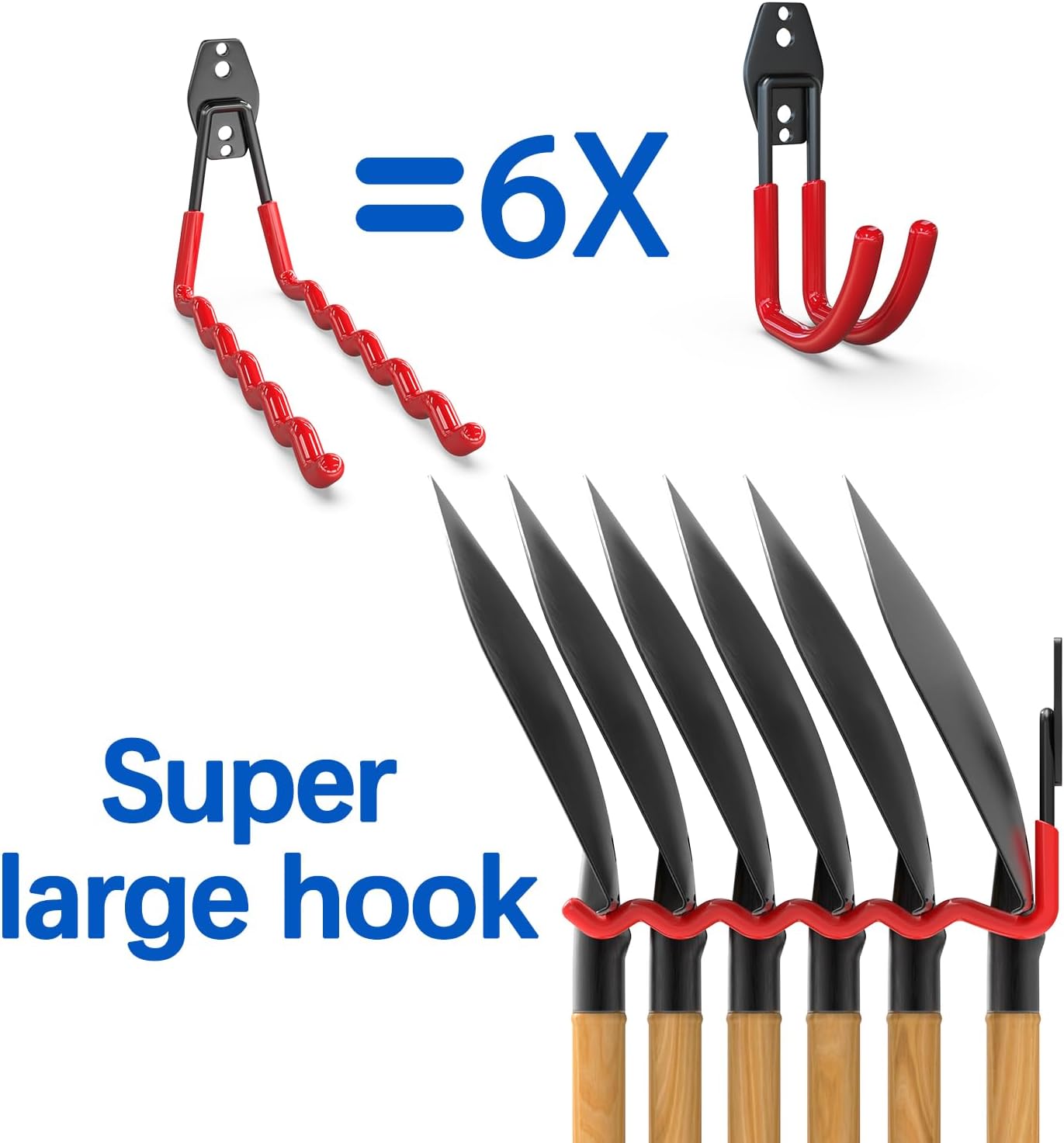 Garage Hooks 14PC,Shed Organizer with 1 Extra Round Strengthen Welding Spot,Garage Hooks for Hanging & Organizing Shovel,Rake,Chair,Hose(red)