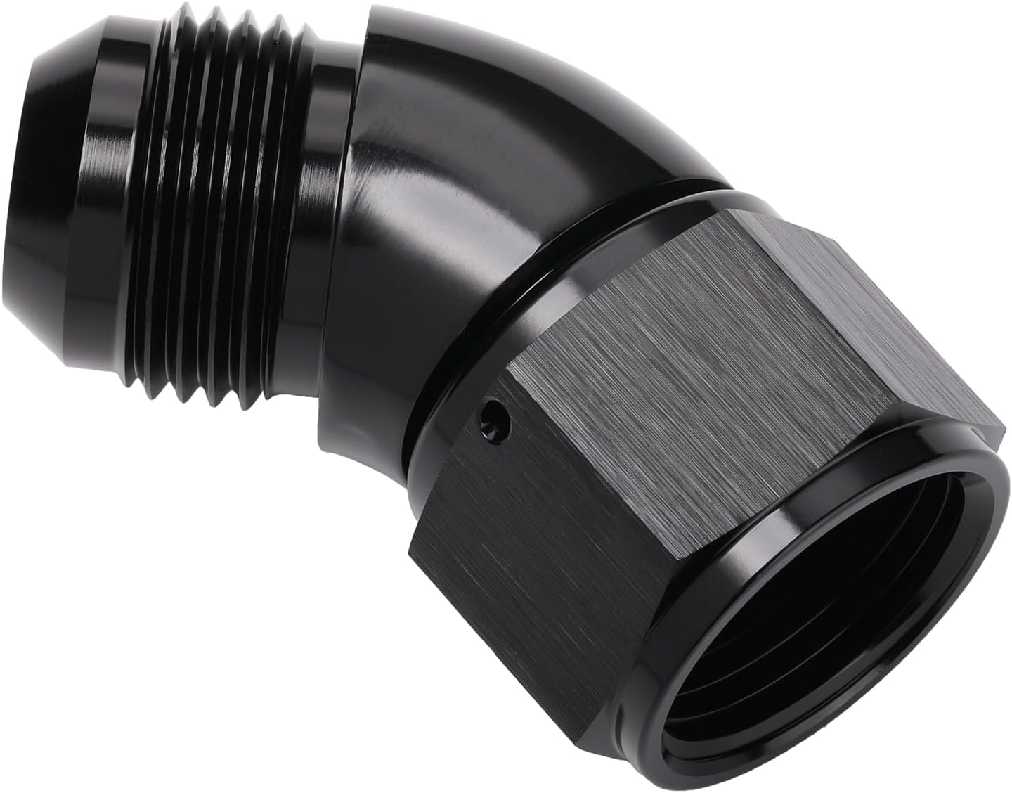 45 Degree 12AN Male to 12AN Female Swivel Full Flow Fitting Adapter Coupler Aluminum Black