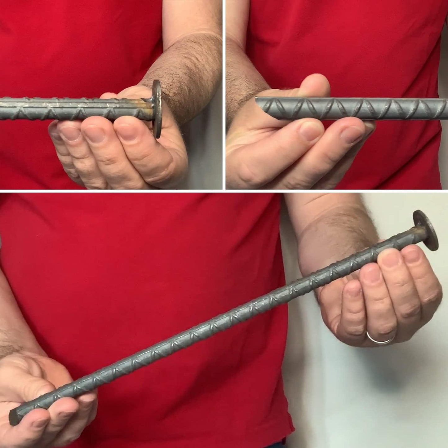 SmartSign Rebar Spikes - Pack of 100, Length 14", Diameter 1/2", Heavy Duty Metal Rebar Stakes for 6ft Parking Curbs/Wheel Stop/Speed Bump, Silver