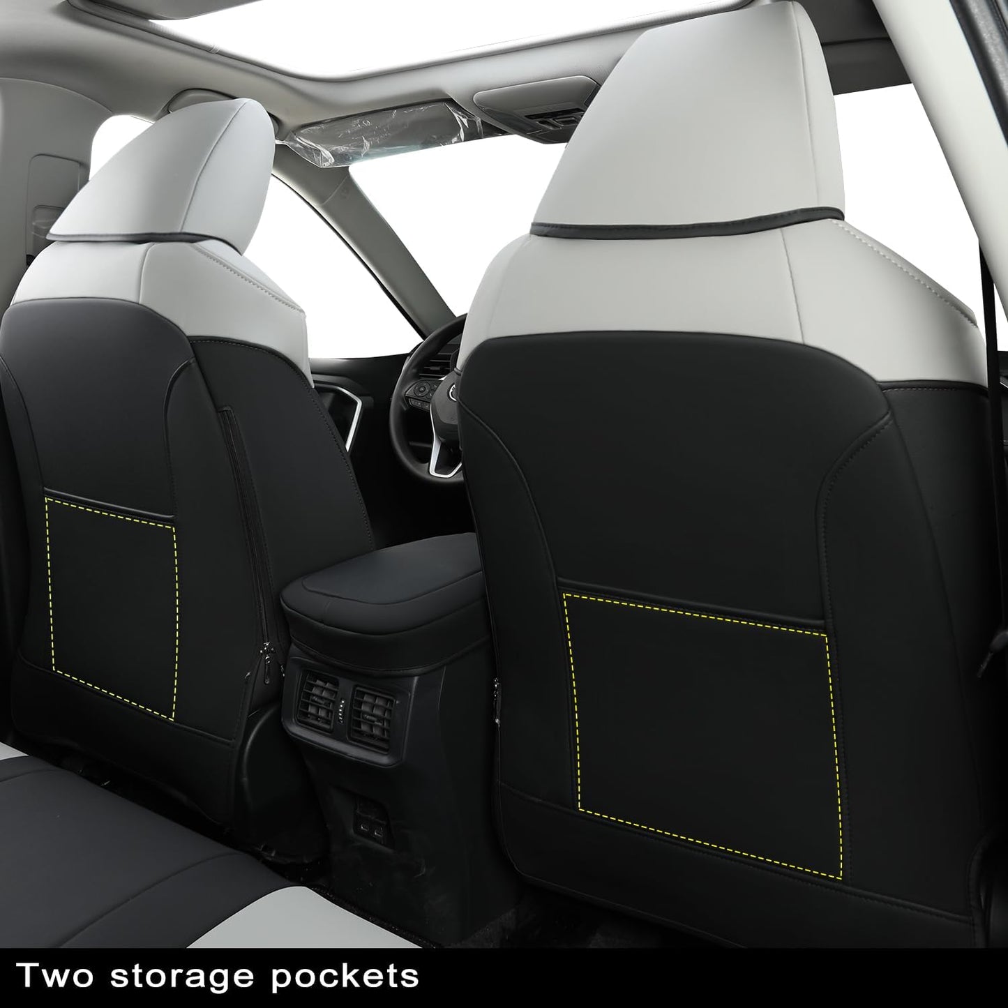 RISINGSTAR Rav4 Seat Covers, fit 2019-2025 Toyota Rav4 XLE LE XLE Premium Limited Base SUV, not for Adventure and TRD-Off(Black&Gray)