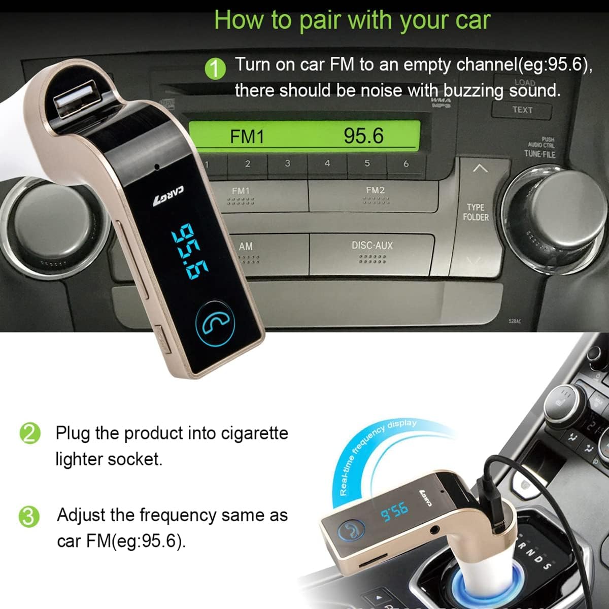Bluetooth FM Transmitter for car,TIANSHILI handsfree Bluetooth Receiver Car Kit with Mic/TF Card/USB Drive/AUX Play for iPhone,iPad and Other Android Phones