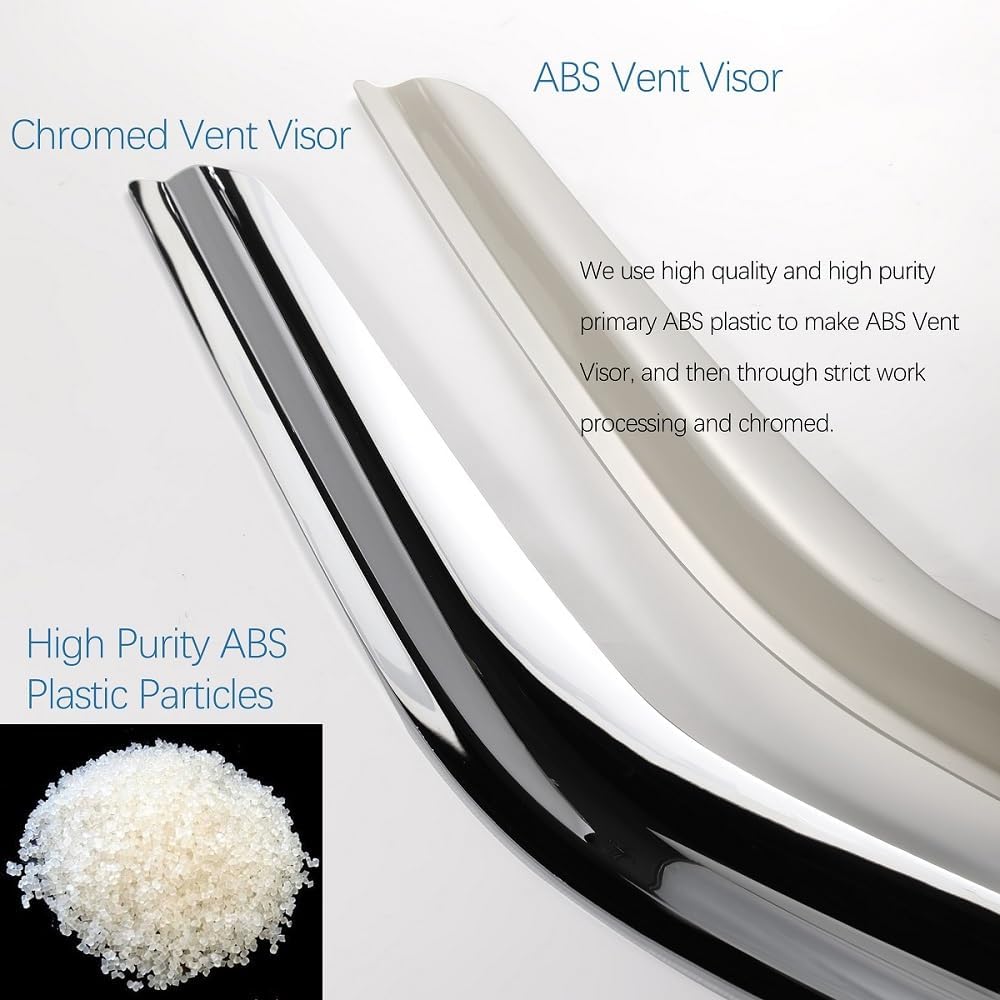 94953Y Chrome Side Window Visor Wind Vent Deflector for 1999-2016 Ford F-250/F-350/F-450/F-550 Super Duty SuperCrew Cab with 4 Full Size Doors,4pcs Outside Mount Style Shade Sun Rain Guards