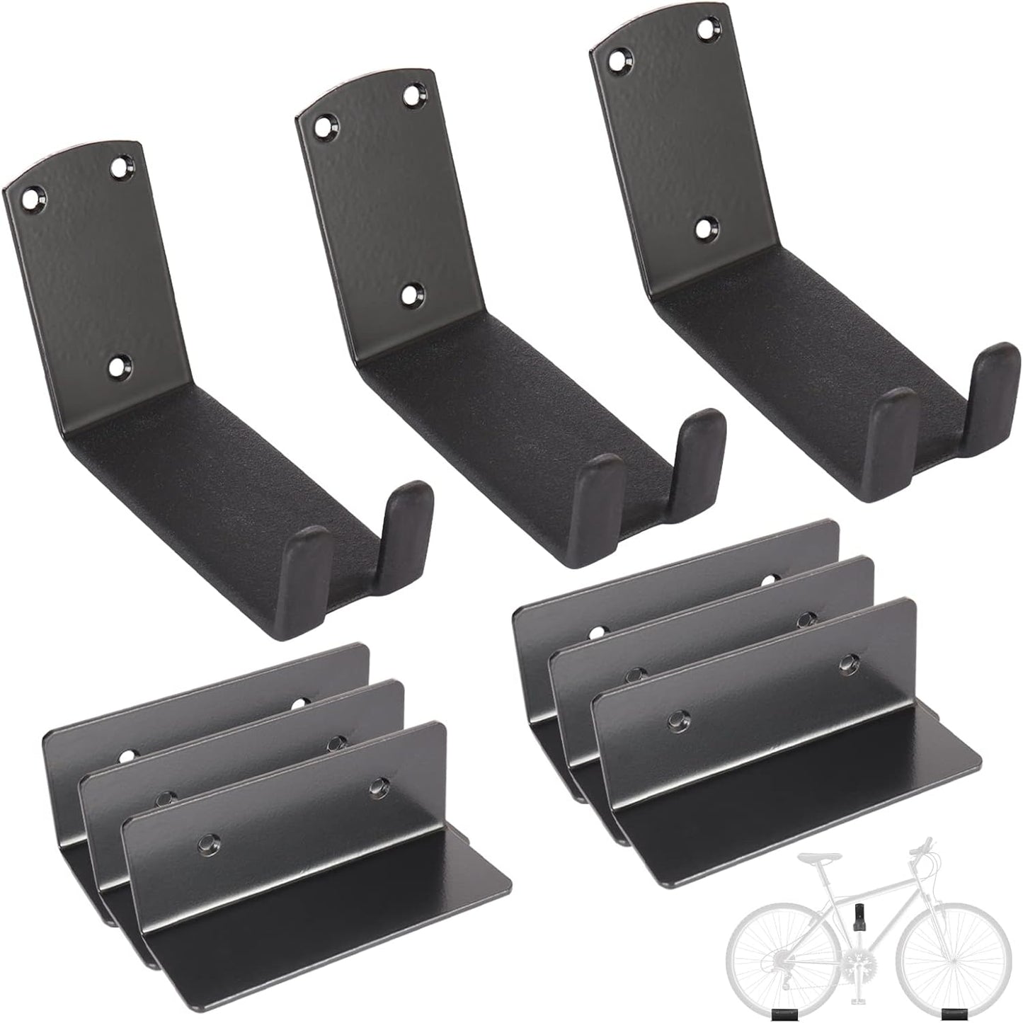 Bike Wall Mount, Pedal Mount Bike Rack for Garage, Bike Storage Hanger Bicycle, Heavy Duty Bike Hooks with Rubber Pad for Wall, Max 150LB, 3 Set