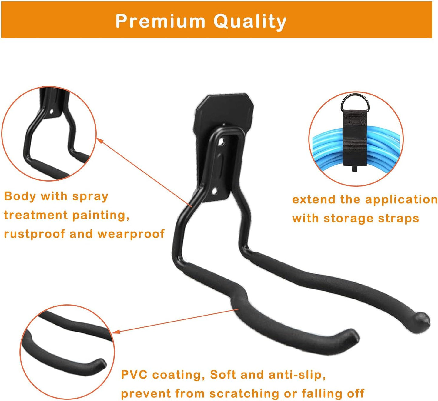 Garden Power Tool Hanger - Garage Wall Hooks, Weedeater & String Trimmer Hanger - Utility Hooks for Garage Tool Organizers and Storage - Black, 3 Pcs