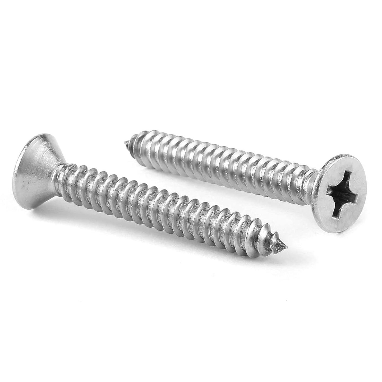 #7 x 1-1/4" Wood Screw 100Pcs 18-8 (304) Stainless Steel Screws Flat Head Phillips Fast Self Tapping Drywall Screws by SG TZH