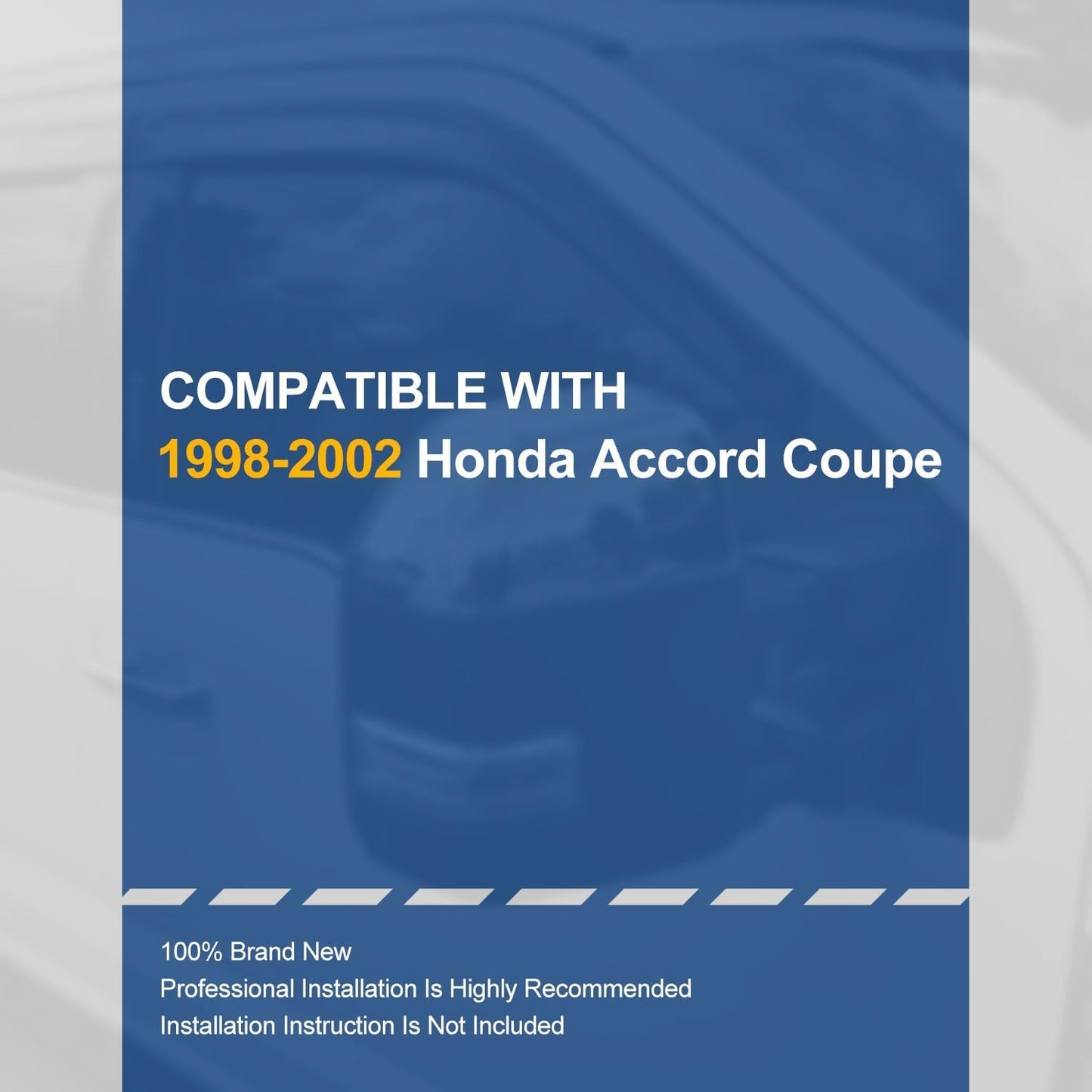 Auto Dynasty 2Pcs Carbon Fiber Pattern Window Visors Compatible with 1998-2002 Honda Accord Coupe, Tape-On Front Window Deflectors Rain Guards Sun Wind Air Side Vent Shade, Glossy Black