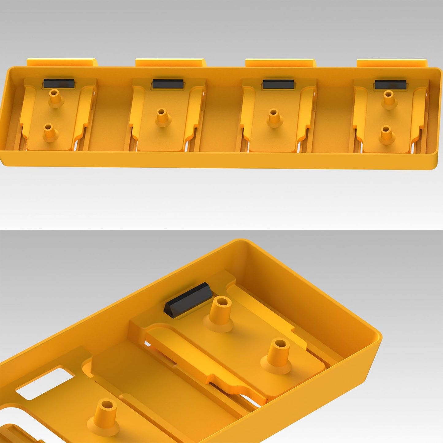 Battery Rack Compatible with DeWalt 20V Battery Holder, Mount 4 Slot Bulk Battery Garage Tool, Tools for Dewallt 20v, Wall Display Hook Holder (Yellow-1pc)