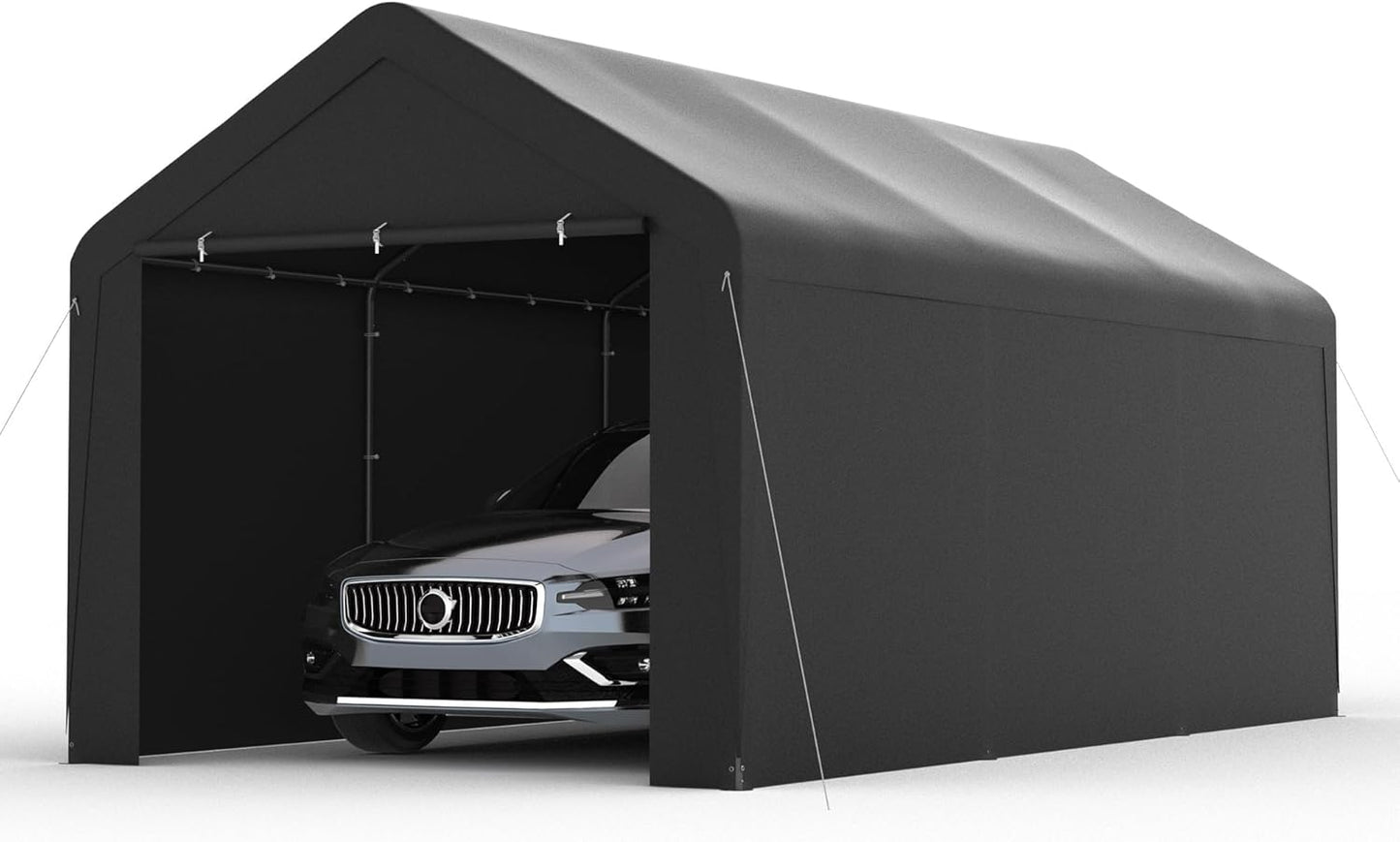 Carport, 10‘ x 20’ Heavy Duty Portable Garage All-Season Car Canopy w/Removable Sidewall & Doors, Carport Canopy Party Tent w/Water-Resistant Tarp for Backyard (Black, 10‘ x 20’)