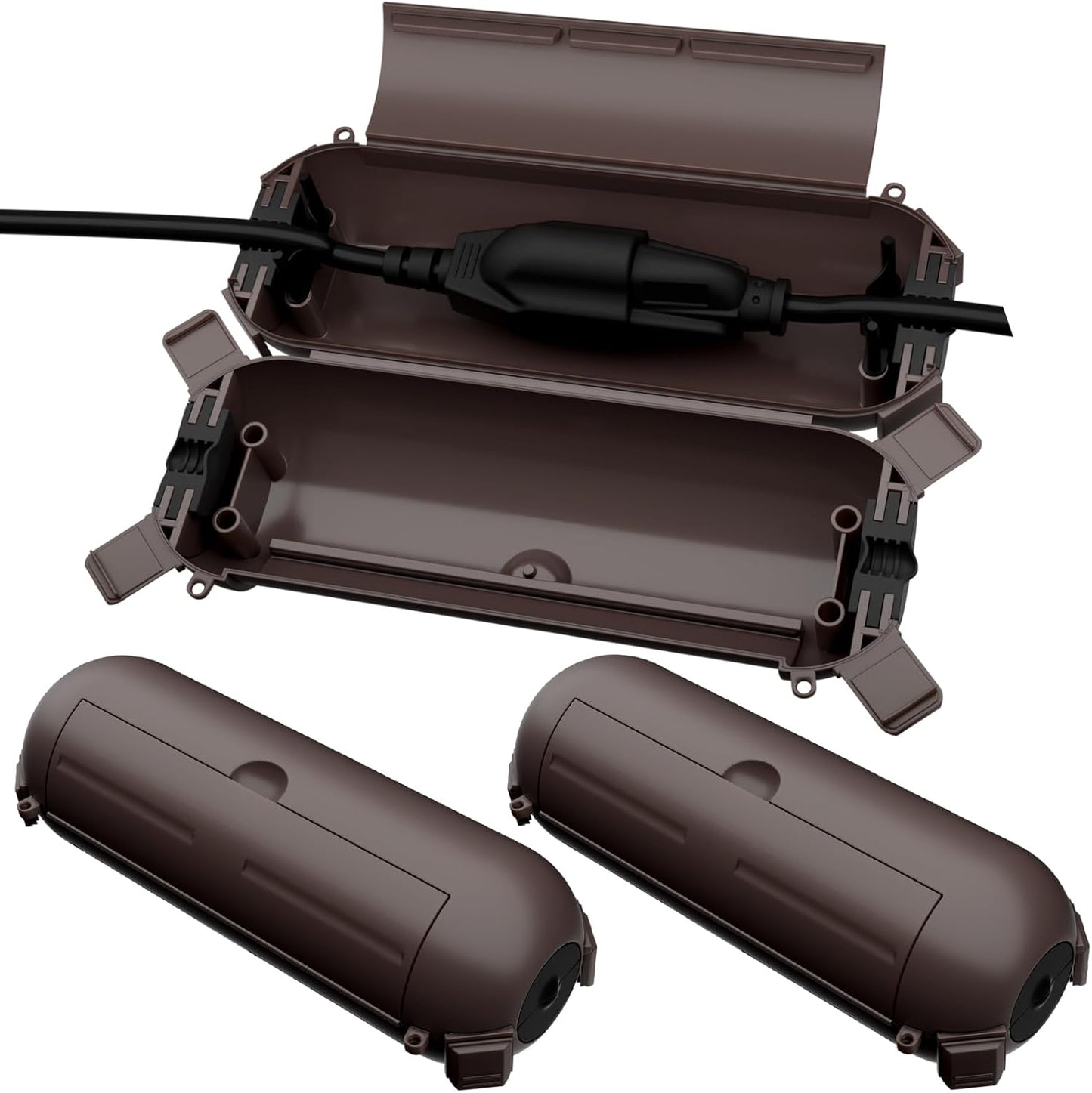 Flemoon [3 Pack] Outdoor Extension Cord Waterproof Cover, Weatherproof Electrical Connection Box for Outdoor Plug, Outlet, Outdoor Outlet, Socket, Halloween, Christmas Holiday Decoration Light, Brown