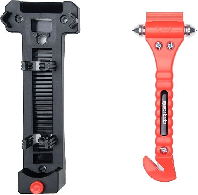 Amazon Basics Emergency Seat Belt Cutter and Window Hammer Tool, Car Accessories, 2 Pack, SW-835
