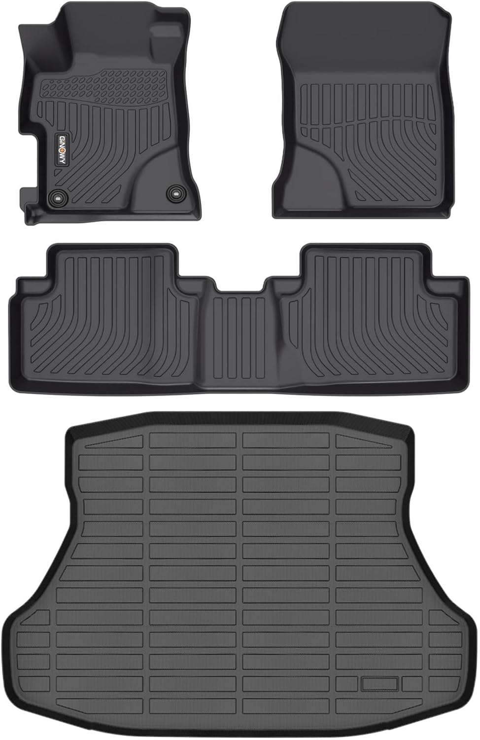 GINOWY-Floor Mats & Cargo Liner for Honda Civic 2012-2015 Civic & Civic Si Only Sedan (Not Coupe) TPE All Weather Civic Car Mats Non-Slip Trunk Mat Floor Liners Waterproof Accessories Black