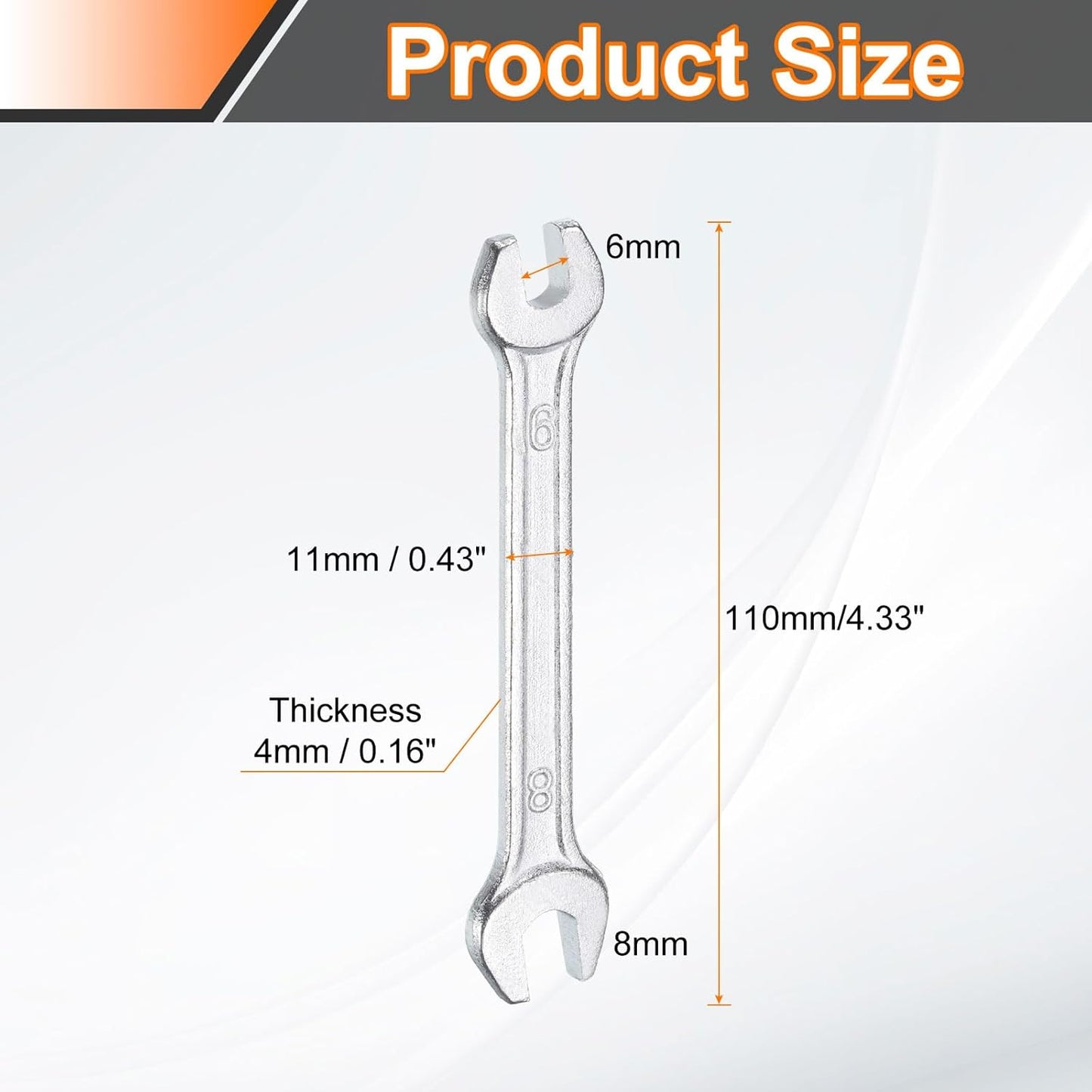 HARFINGTON 2pcs Double Open End Wrench 6mm x 8mm Metric 15 Degree Offset Angle Small Flat Head Wrench Galvanizing Open Ended Spanner for Automotive Repair Furniture Assembly