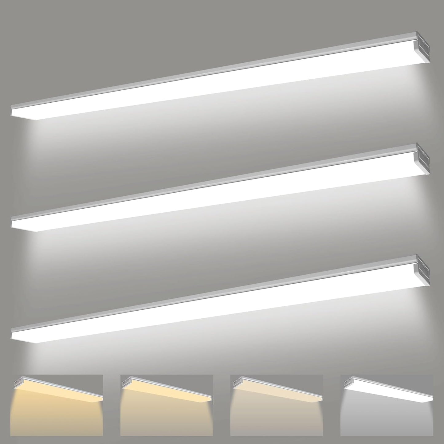 3PK 8FT LED Shop Light, Led Garage Ceiling Lights, LED Workbench Light，LED Wraparound Light Fixture,Suface Mount,Office Ceiling Light for Garage, Office, Kitchen