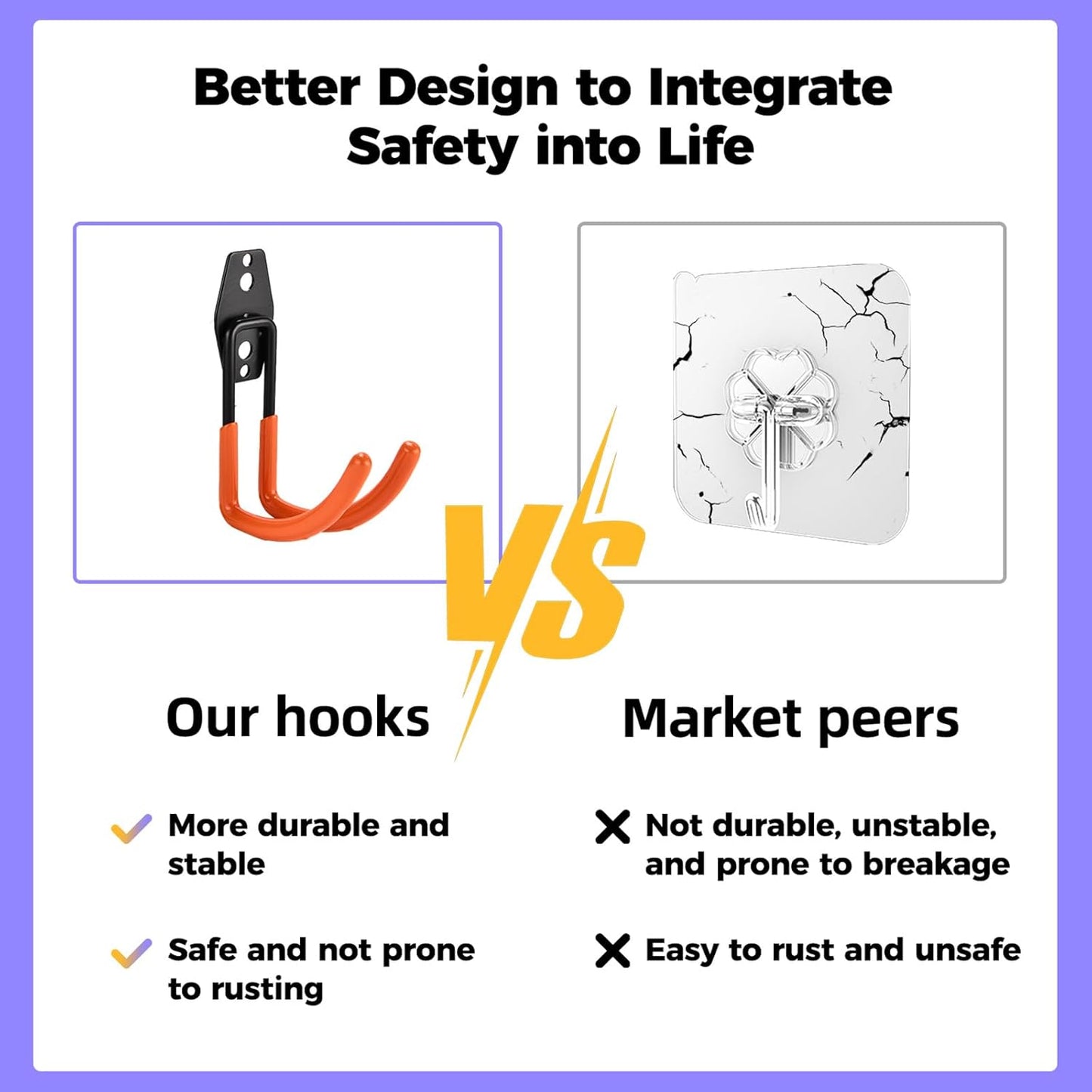 30 Pack Heavy Duty Steel Storage Hooks - Wall Mount Garage Hanger & Organizer for Bikes, Tools, Ladders, Bulk Items, Ropes and More