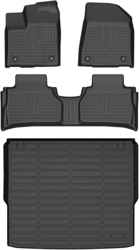Wayhigh-All Weather Floor Mats and Cargo Mat Set Fit for 2025 Nissan Murano, TPE Car Mats Waterproof Heavy Duty Rubber Floor Liners for 2025 Nissan Murano Accessories