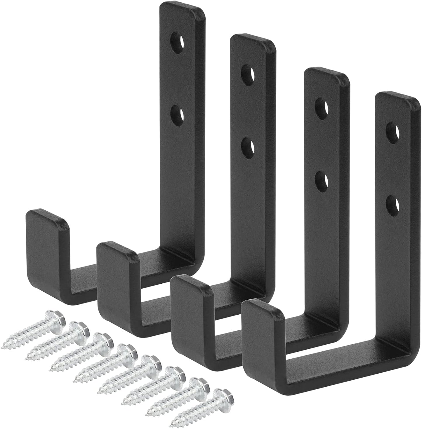 4 Pcs 4-3/8" Heavy Duty Black Steel J Hooks, Wall Mount Utility Hook for Hanging Barbells Garage Storage