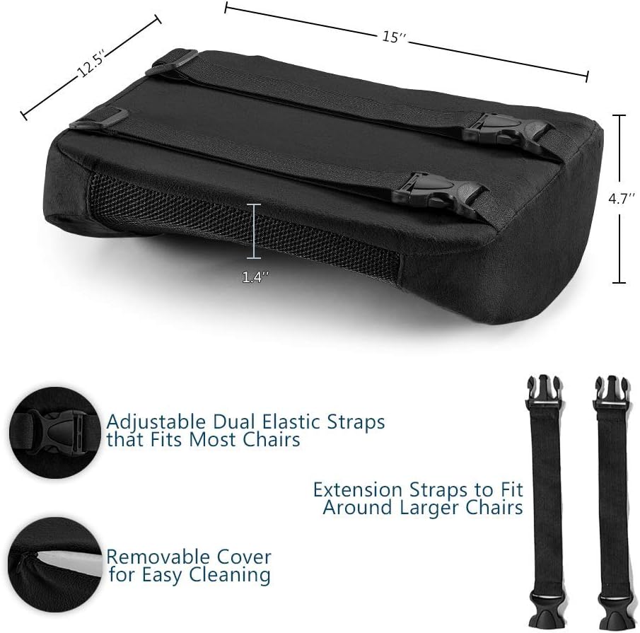 ComfiLife Lumbar Support Back Pillow Office Chair and Car Seat Cushion - Memory Foam with Adjustable Strap and Breathable 3D Mesh (Black)