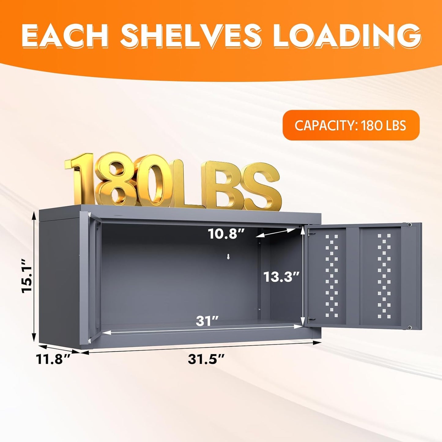 Metal Wall Storage Cabinet Steel Wall Mounted Garage Storage Cabinet with Doors for Basement Utility Room Warehouse Kitchen