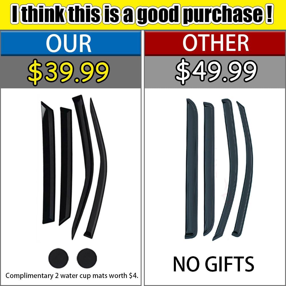 Rain Guards for Mazda CX-30 2020-2023, Tape-on Side Window Deflectors for Mazda CX-30, Window Visors for Mazda Cars, for Mazda Car Accessories 4 Rain Guards ＆ 2 Car Coasters