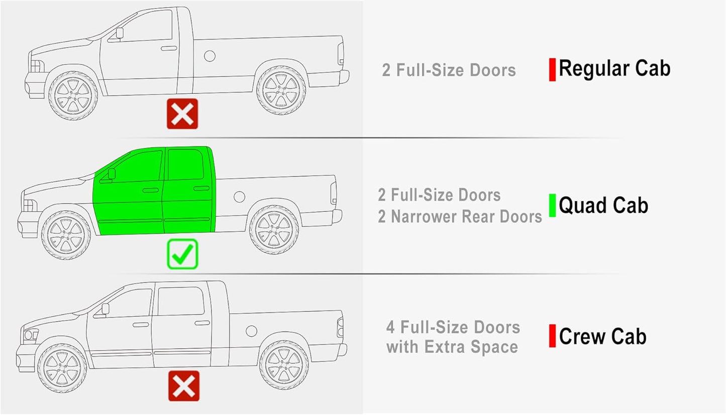 APS 6in Black Stainless Steel Running Boards Compatible with Dodge Ram 1500 2500 3500 Quad Cab 02-08