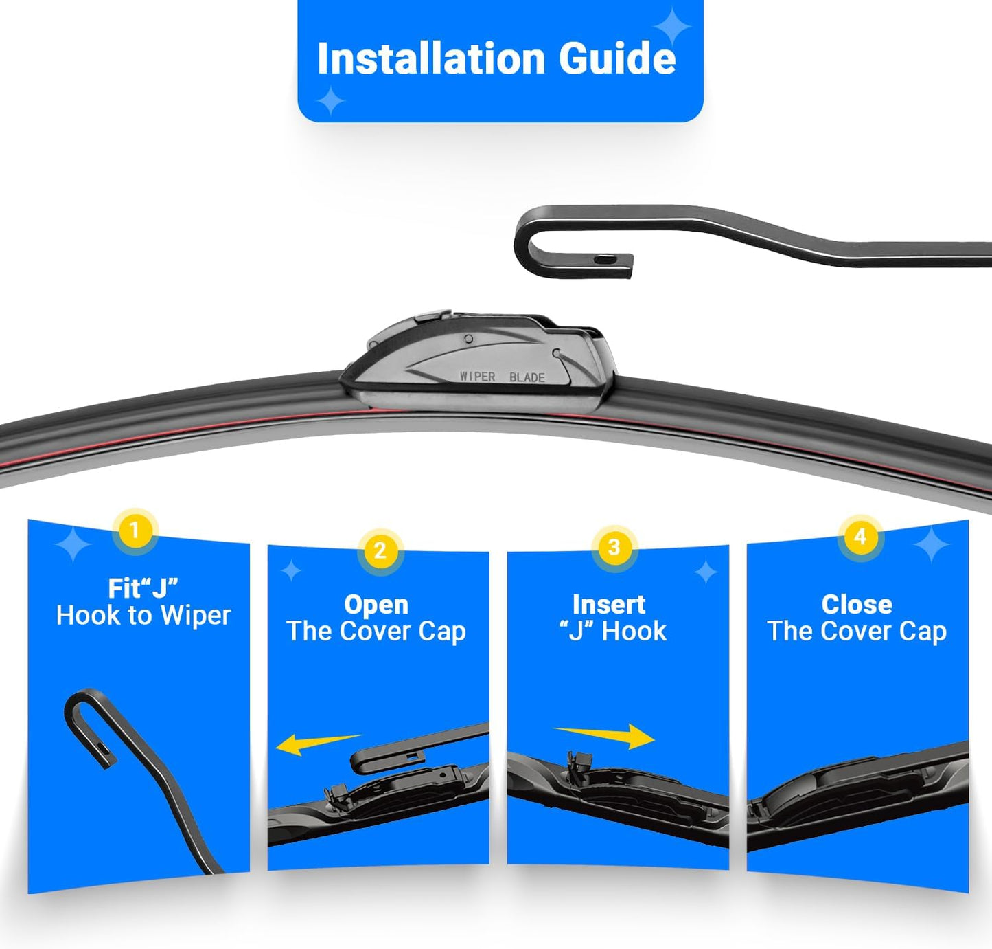 Windshield Wiper Blades Replacement for Honda CRV CR-V 2017 2018 2019 2020 2021 2022 Original Factory Quality Front Rear Wipers Blade Set for My Car - 26" 17" 12" (Pack of 3)