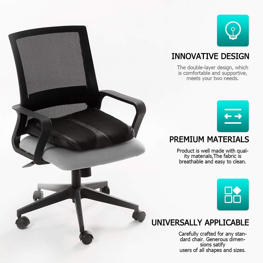 Car Memory Foam Heightening Front Seat Cushion for Short People Driving, Hip(Coccyx/Tailbone) and Lower Back Pain Relief Butt Pillows, Adult Booster Seat for Car. (Black)