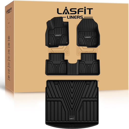 LASFIT Floor Mats & Trunk Mat (Highest Position) for Honda CR-V 2017-2022 (NOT for Hybrid), All Weather Protection TPE Floor Liners 1st & 2nd Row & Cargo Mat in Upper Position Full Set, Black