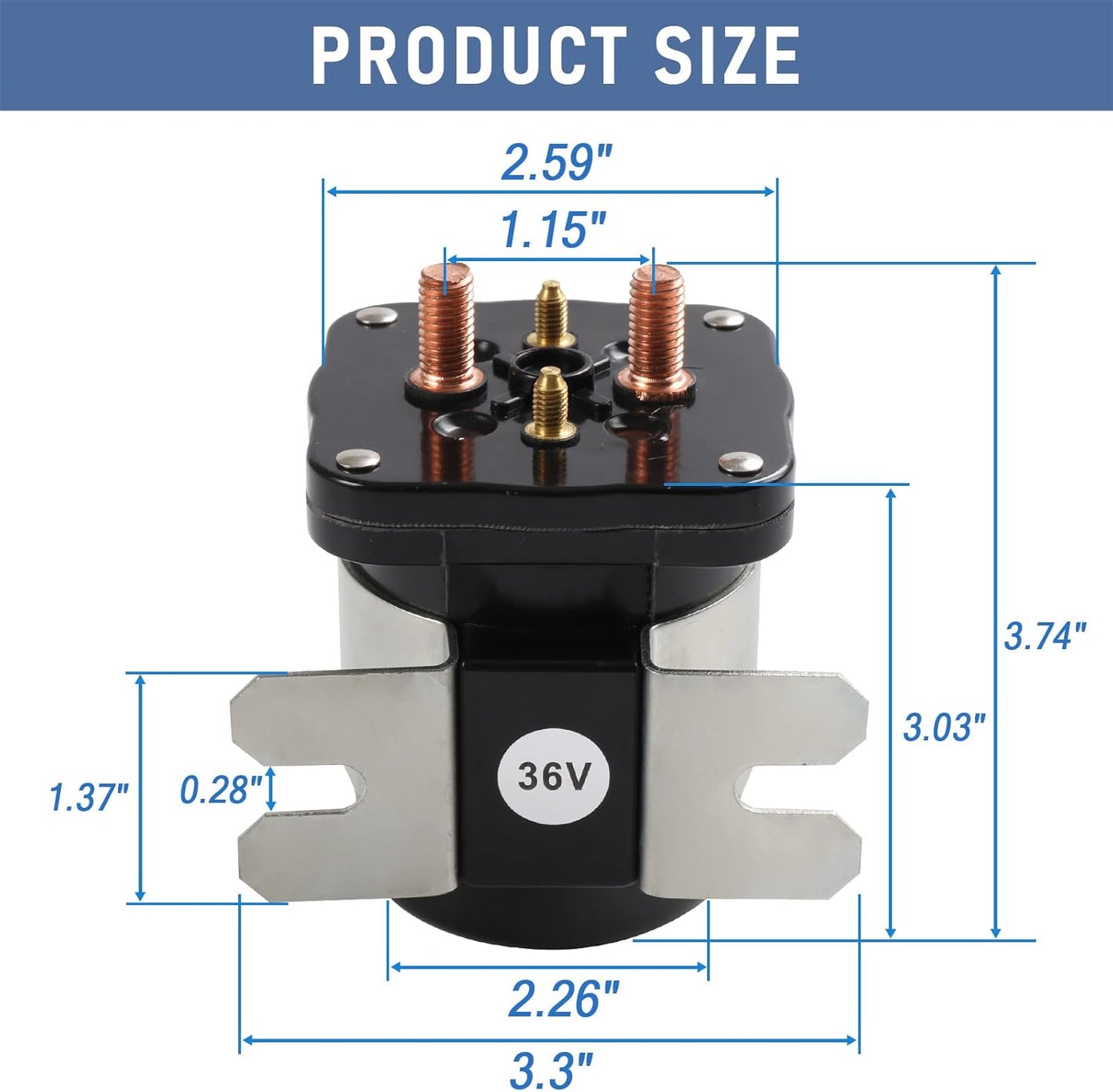 36V 4 Terminal Solenoid 20468G1 36V Solenoid Relay Switch Replacement for EZGO/Cushman/Textron Club Car DS Columbia Yamaha Electric for 1989 -up Replace 114-3611-020 586-117111 586-906