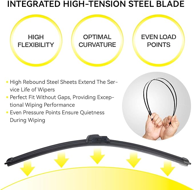 DOGTAIL 19"+ 17" Windshield Wiper Blades for My Car, Premium All-Season Automotive Replacement Wiper Blades by Vehicle J Hook