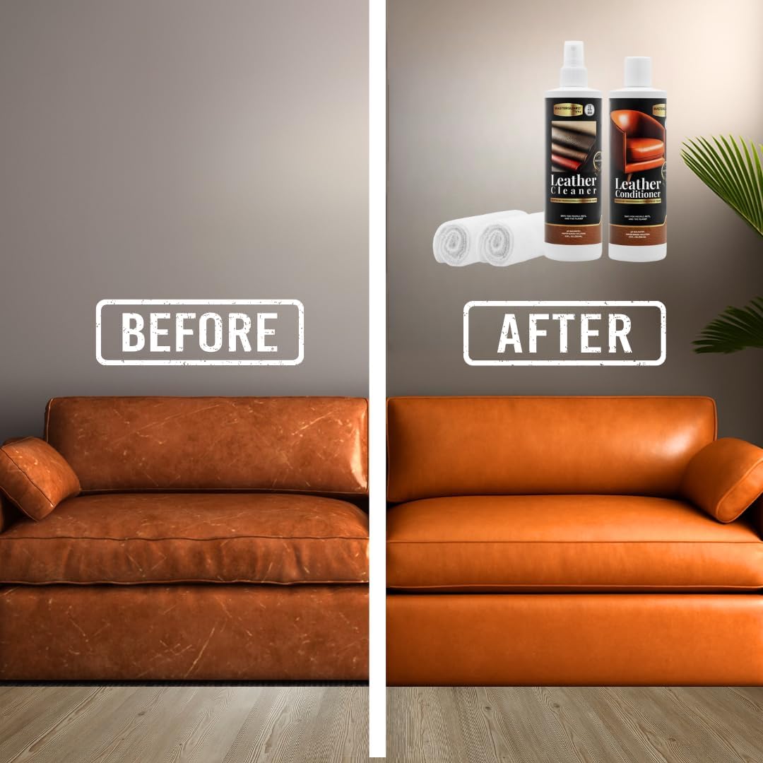 Water Based Solution Leather Conditioner - Car Interior, Furniture, Shoes, Boots, Couches, and Purses - Leather Restorer & Conditioner for Seats, Sofas, and More - 12 oz