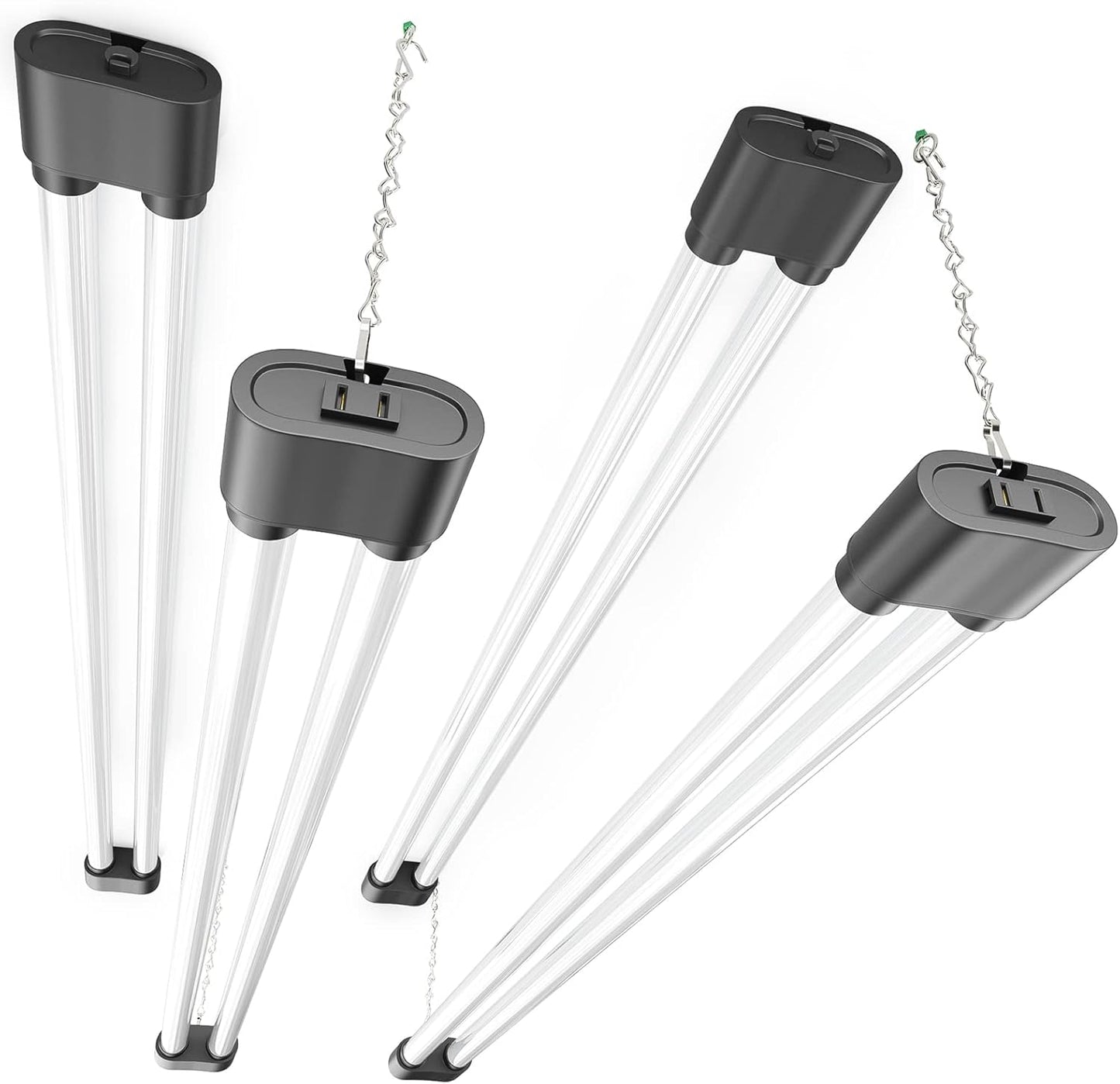 Ensenior 4 Pack Linkable LED Utility Shop Light, 4 FT, 4400 High Lumens, 36W Equivalent 280W, 5000K Daylight, 48 Inch Shop Light for Garage, Surface or Hanging Mount, Black, ETL Certified