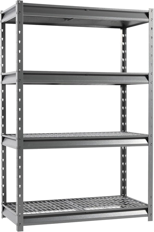 The Atlas 48" W Heavy Duty Garage Shelving Unit Load 12000 Lbs, 4-Tier Metal Shelves for Storage, Adjustable All Steel Industrial Shelf, 48" W x 24" D x 72" H, Grey