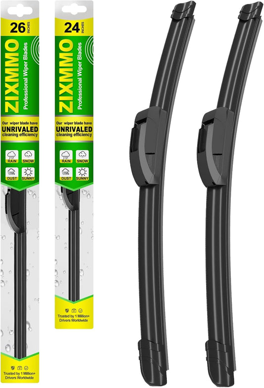 OEM Quality 26in + 24in Premium All-Season Windshield Wiper Blades for Original Equipment Replacement(Set of 2)