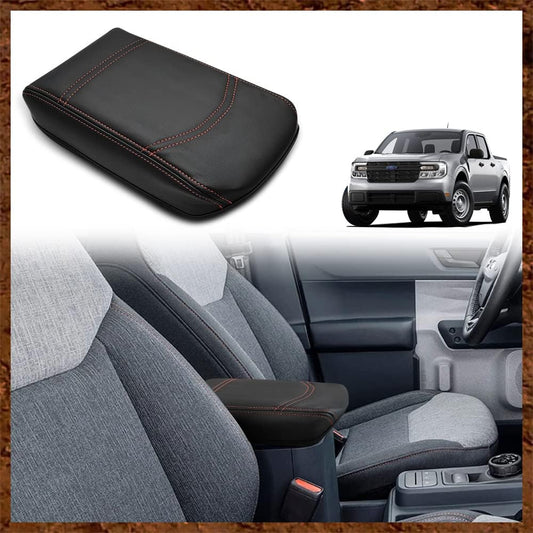 Muslogy Center Console Armrest Cover Compatible with Ford Maverick XL XLT Lariat 2022-2025 Accessories Cushion Pad Armrest Lid Protector Prevent Pets Scratches Regular Thick(Black)
