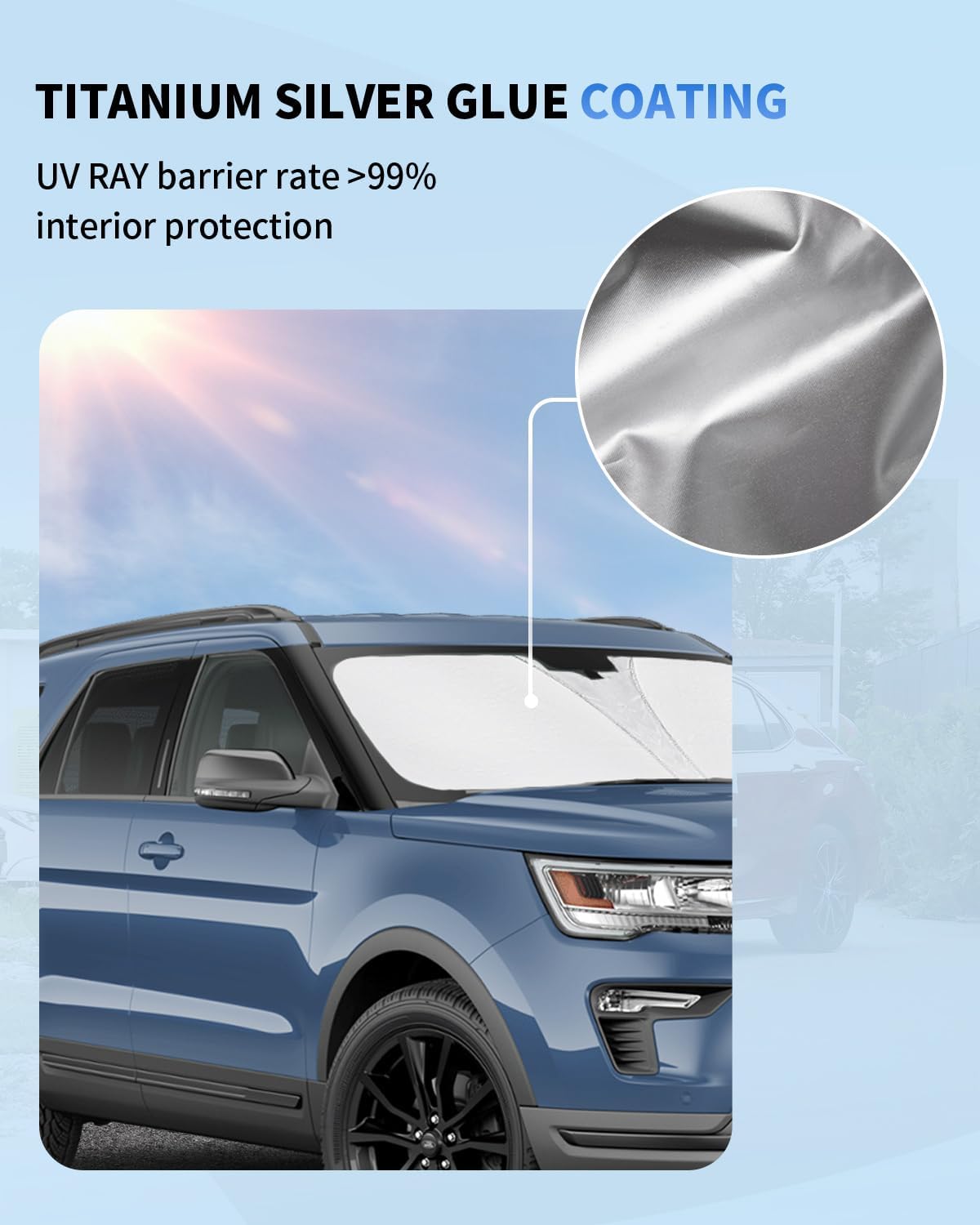 Windshield Sun Shade for 2011-2019 Ford Explorer SUV, ST XLT, Limited, Platinum Accessories Foldable Heat Shield Protector Block UV Ray Keep Your Car Cooler