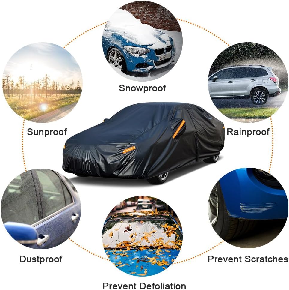 Kayme 7 Layers Car Cover Custom Fit for Cadillac CTS (2003-2014) Waterproof All Weather for Automobiles, Outdoor Full Cover Rain Sun UV Protection.Black