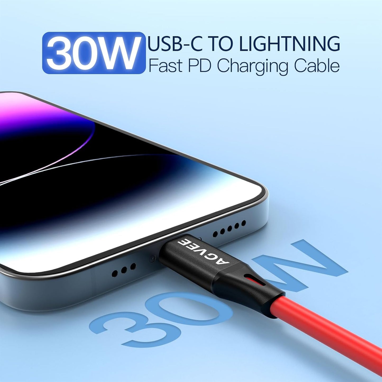 AGVEE 3ft Coiled Short USB to Lightning Charging Cable [MFI Certified] 3A Fast Charger Cord in Car for iPhone 14/13/12/11/XS/8/7/6/5 CarPlay, iPad, iPod, Red