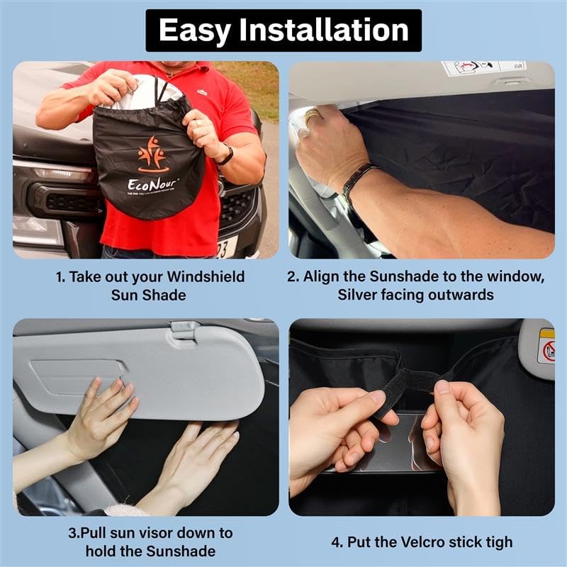 for Honda Pilot 2016-2024 2025- EcoNour Car Windshield Sunshade -240T Polyester Material Car Sun Visor -Reflector Blocks UV Rays - Foldable Sunshade Interior Protection Honda Pilot Accessories