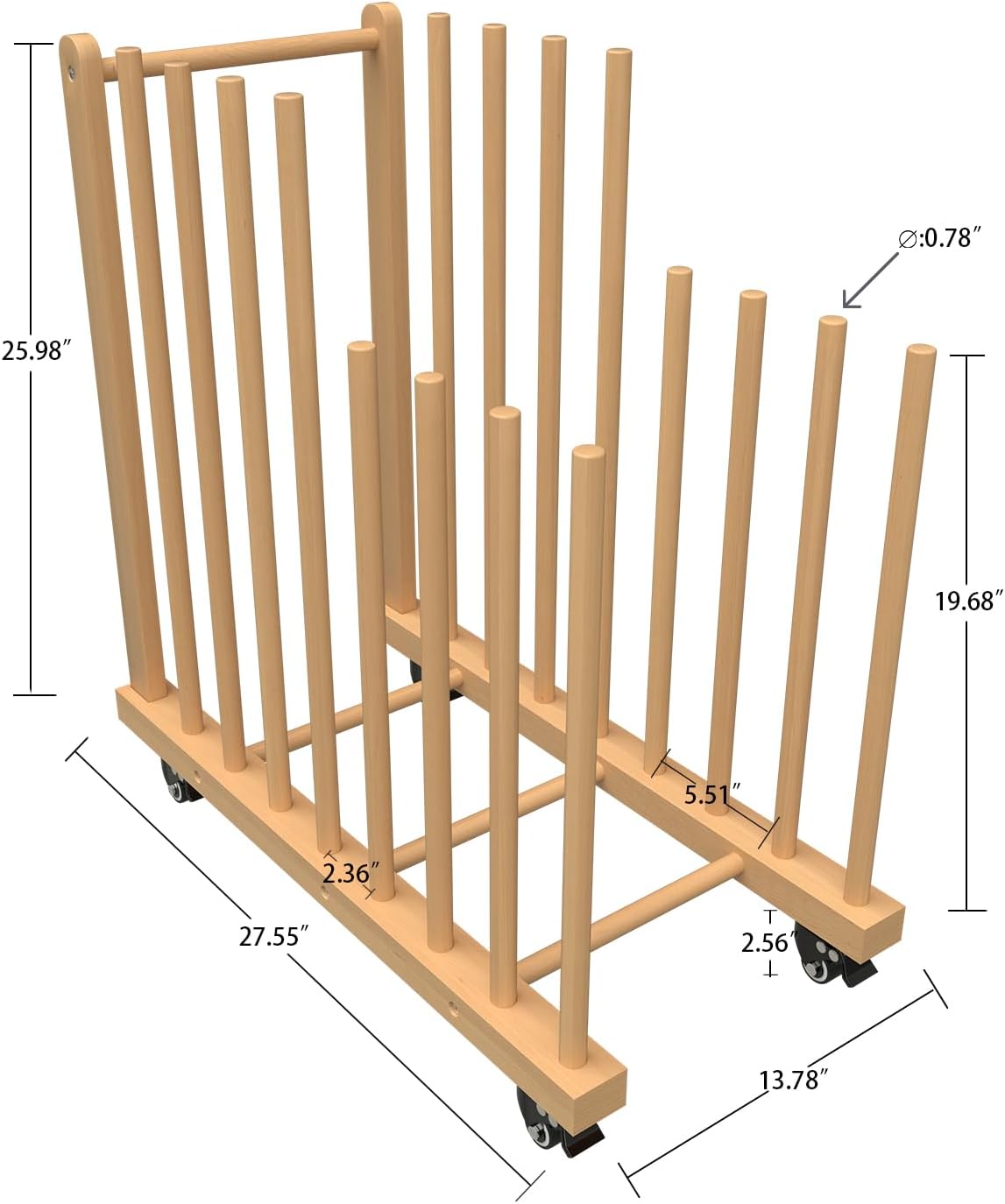 Art Storage Rack with Handle&Caster Wheels,Wooden Art Canvas Storage Stand,Art Drying Rack, Canvas Boards Rack for Drawing Board ,Art Studios,Panel,Artworks,Gallery