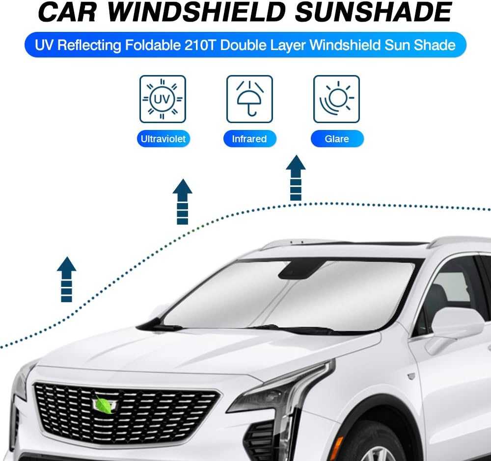 KUST Windshield Sun Shade for 2019-2025 Cadillac XT4 Accessories Window Sun Visor Protector Foldable Blocks UV Rays Keep Your Car Cool