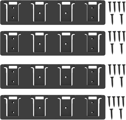 Battery Rack Compatible with DeWalt 20V Battery Holder, Mount 4 Slot Bulk Battery Garage Tool, Tools for Dewallt 20v, Wall Display Hook Holder (Black-4pc)
