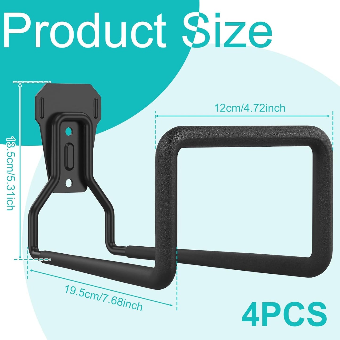 4PCS Metal Garden Hose Hook Heavy Duty Water Hose Hook Wall Mounted Garage Hook Sturdy Storage Bracket Stand Organizer160lbs for Outside Yard Water Extension Cords Black